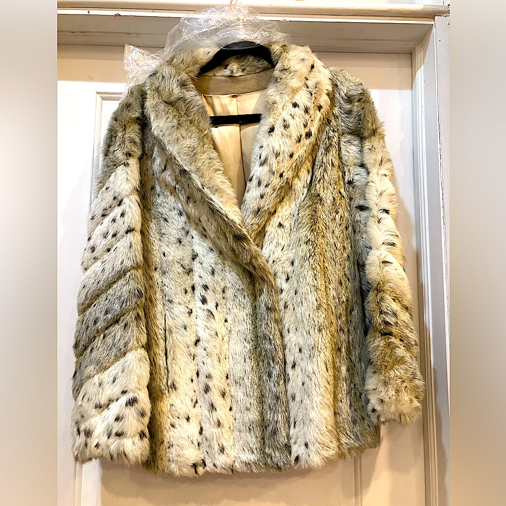 Leopard Print Vintage Fur Coat - New, Size S-M
